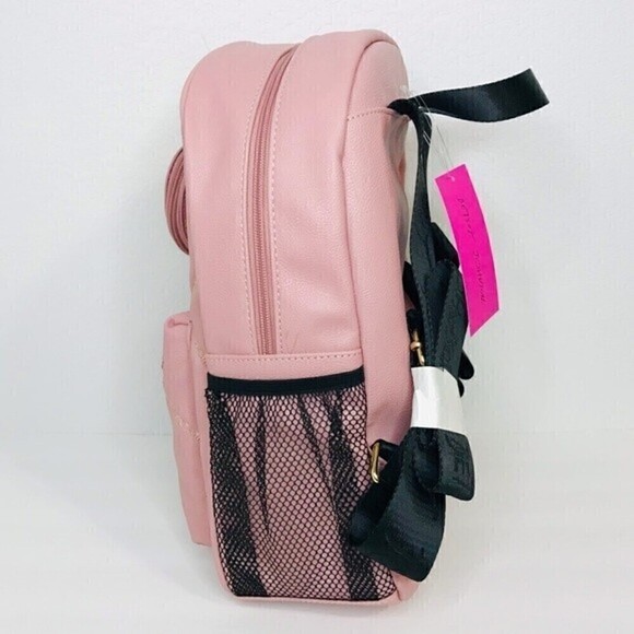 New! Betsey Johnson Quilted Faux Leather Pink Heart Coin Pouch Book Bag Backpack - Picture 7 of 16